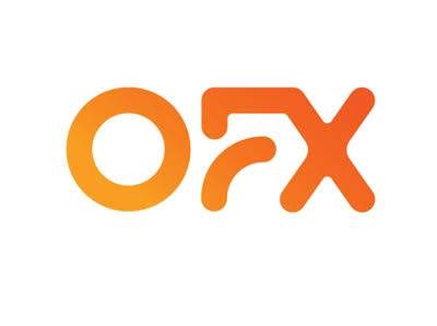 The logo for OFX, featuring stylized orange and yellow gradient letters on a plain white background.